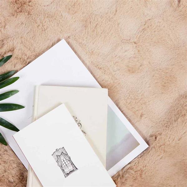 Grote foto vidaxl neppels konijnenbont deken 4 pcs beige 220 x 240 cm polyester huis en inrichting bedden