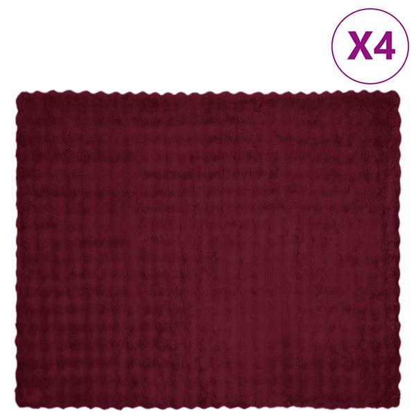 Grote foto vidaxl neppels konijnenbont deken 4 pcs bordeaux rood 220 x 240 cm huis en inrichting bedden