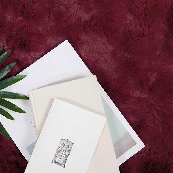 Grote foto vidaxl neppels konijnenbont deken 4 pcs bordeaux rood 220 x 240 cm huis en inrichting bedden