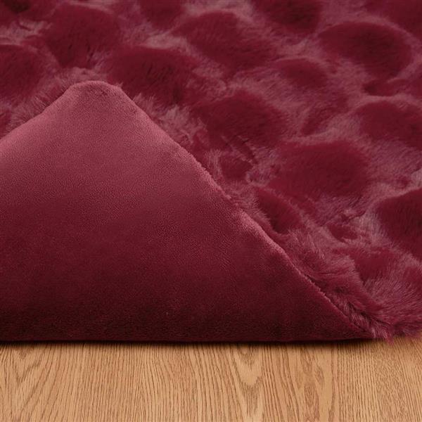 Grote foto vidaxl neppels konijnenbont deken 4 pcs bordeaux rood 220 x 240 cm huis en inrichting bedden