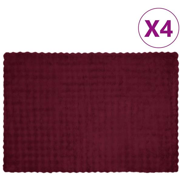 Grote foto vidaxl neppels konijnenbont deken 4 pcs bordeaux rood 150 x 220 cm huis en inrichting bedden