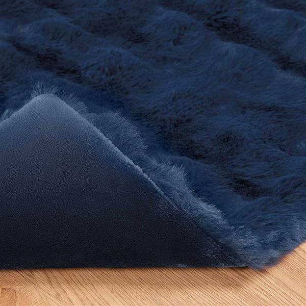 Grote foto vidaxl neppels konijnenbont deken 4 pcs marineblauw 220 x 240 cm huis en inrichting bedden