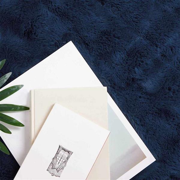 Grote foto vidaxl neppels konijnenbont deken 4 pcs marineblauw 150 x 220 cm huis en inrichting bedden