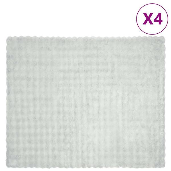 Grote foto vidaxl neppels konijnenbont deken 4 pcs grijs 220 x 240 cm polyester huis en inrichting bedden