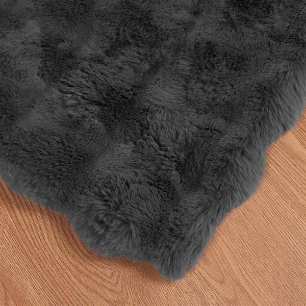 Grote foto vidaxl neppels konijnenbont deken 4 pcs donkergrijs 220 x 240 cm huis en inrichting bedden