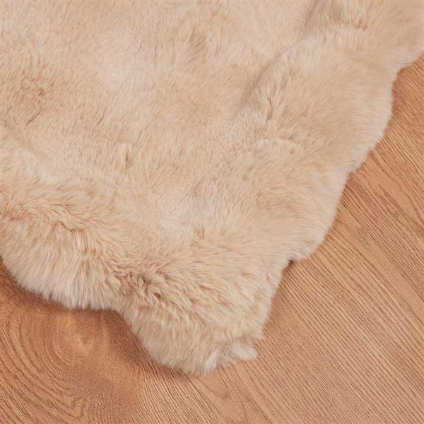 Grote foto vidaxl neppels konijnenbont deken 4 pcs beige 220 x 240 cm polyester huis en inrichting bedden