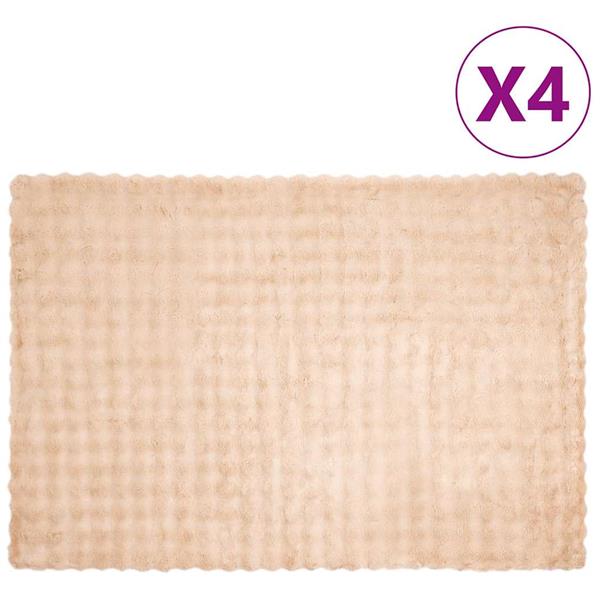 Grote foto vidaxl neppels konijnenbont deken 4 pcs beige 150 x 220 cm polyester huis en inrichting bedden