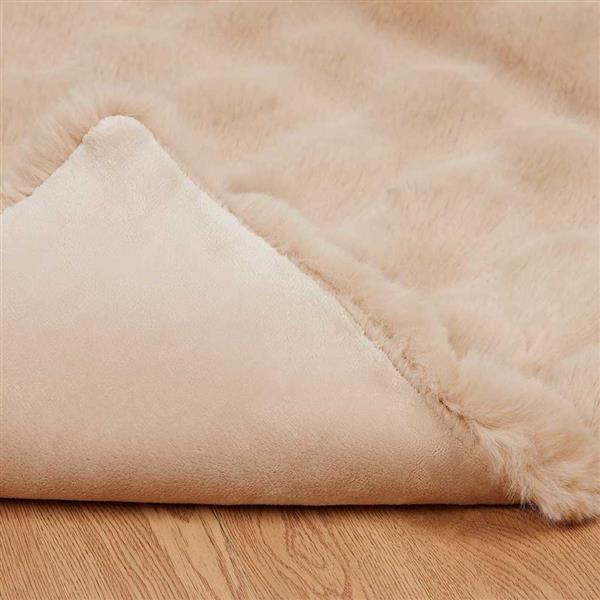 Grote foto vidaxl neppels konijnenbont deken 4 pcs beige 150 x 220 cm polyester huis en inrichting bedden