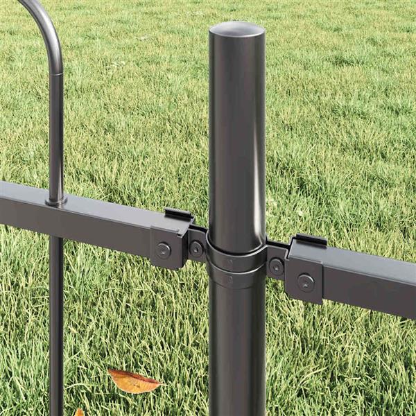 Grote foto vidaxl tuin hek grijs 1.7 x 1.5 m poedergecoat staal tuin en terras hekken en schuttingen