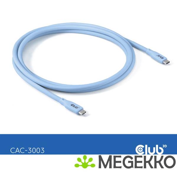 Grote foto club3d usb4 gen 3x2 20gbps 240w usb type c 2m blauw computers en software overige computers en software