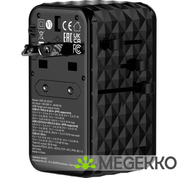 Grote foto verbatim charge n travel gan iii universele reisadapter 85w computers en software overige