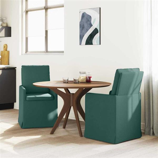 Grote foto vidaxl eettafelstoelen 2 pcs donkergroen 57 x 67 x 98 cm stof huis en inrichting stoelen