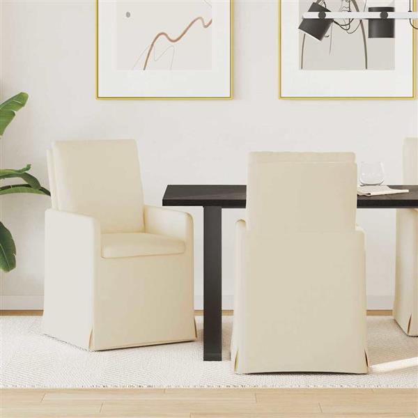 Grote foto vidaxl eettafelstoelen 2 pcs beige 57 x 67 x 98 cm linnen huis en inrichting stoelen