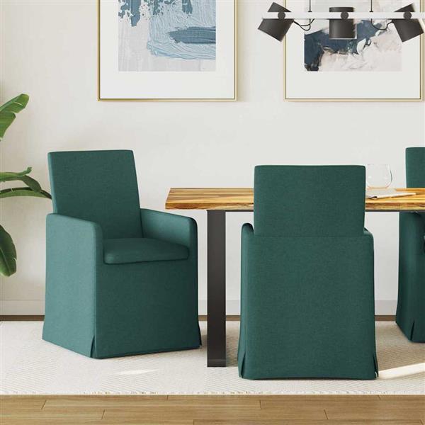 Grote foto vidaxl eettafelstoelen 2 pcs donkergroen 57 x 67 x 95 cm stof huis en inrichting stoelen