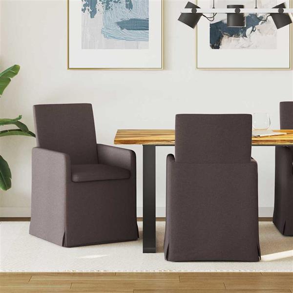 Grote foto vidaxl eettafelstoelen 2 pcs donkerbruin 57 x 67 x 95 cm stof huis en inrichting stoelen