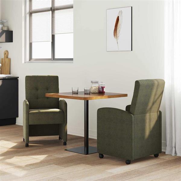 Grote foto vidaxl dining stoelen met wielen 2 pcs leger groen 57 x 67 x 98 cm huis en inrichting stoelen