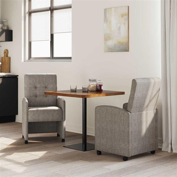 Grote foto vidaxl dining stoelen met wielen 2 pcs grijs 57 x 67 x 98 cm kunstleer huis en inrichting stoelen