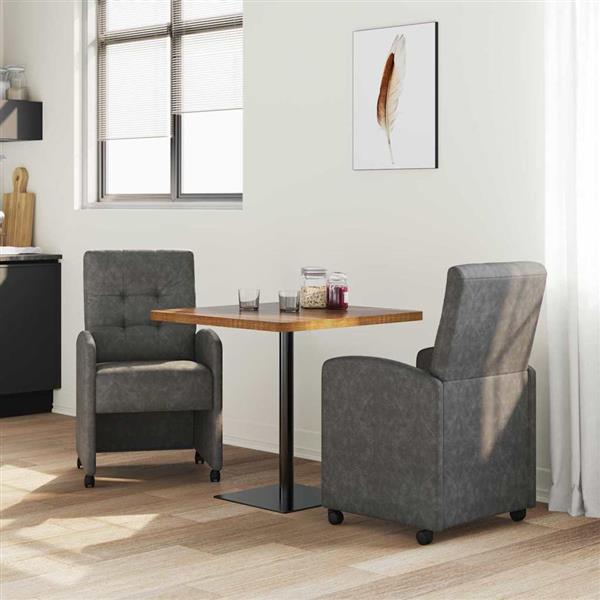Grote foto vidaxl dining stoelen met wielen 2 pcs zwart 57 x 67 x 98 cm kunstleer huis en inrichting stoelen