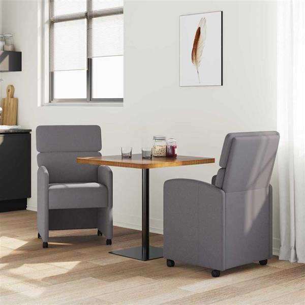 Grote foto vidaxl dining stoelen met wielen 2 pcs grijs 58 x 65 x 98 cm kunstleer huis en inrichting stoelen