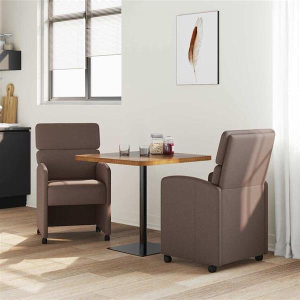 Grote foto vidaxl dining stoelen met wielen 2 pcs bruin 58 x 65 x 98 cm kunstleer huis en inrichting stoelen