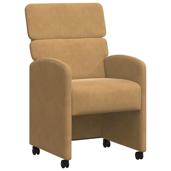 Grote foto vidaxl dining stoelen met wielen 2 pcs bruin 58 x 65 x 98 cm fluweel huis en inrichting stoelen