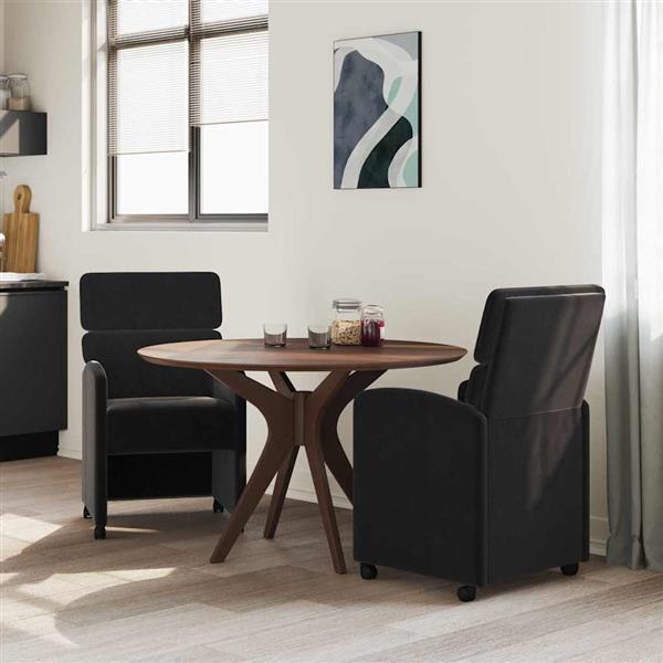 Grote foto vidaxl dining stoelen met wielen 2 pcs zwart 58 x 65 x 98 cm fluweel huis en inrichting stoelen