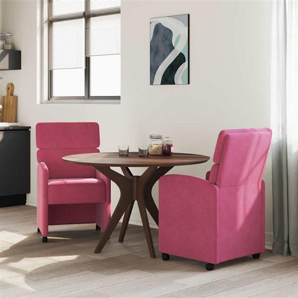 Grote foto vidaxl dining stoelen met wielen 2 pcs wijnrood 58 x 65 x 98 cm huis en inrichting stoelen