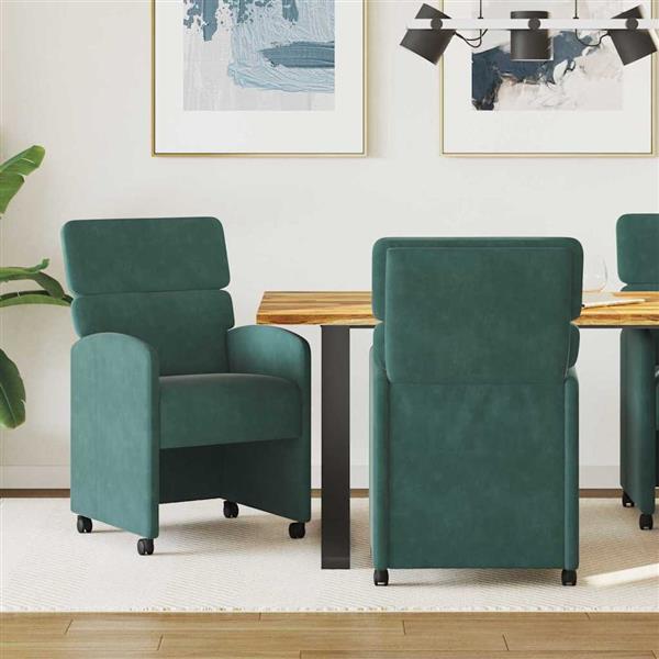 Grote foto vidaxl dining stoelen met wielen 2 pcs donkergroen 58 x 65 x 98 cm huis en inrichting stoelen