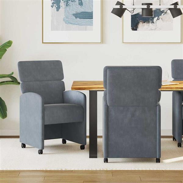 Grote foto vidaxl dining stoelen met wielen 2 pcs donkergrijs 58 x 65 x 98 cm huis en inrichting stoelen