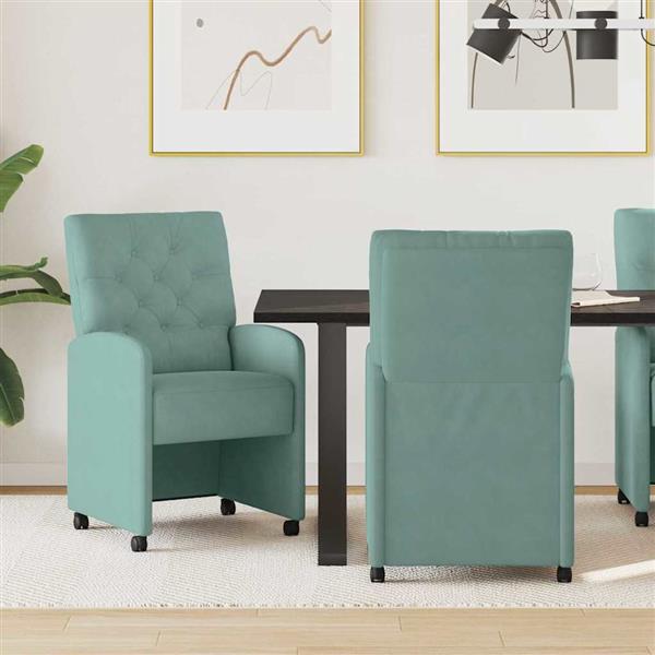 Grote foto vidaxl dining stoelen met wielen 2 pcs zeegroen 58 x 67 x 97 cm huis en inrichting stoelen
