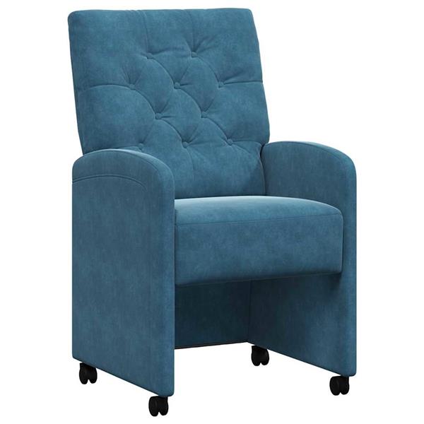 Grote foto vidaxl dining stoelen met wielen 2 pcs blauw 58 x 67 x 97 cm fluweel huis en inrichting stoelen