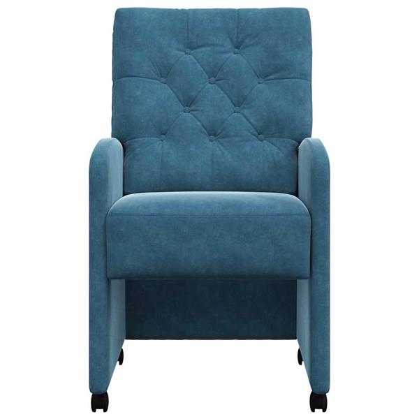 Grote foto vidaxl dining stoelen met wielen 2 pcs blauw 58 x 67 x 97 cm fluweel huis en inrichting stoelen