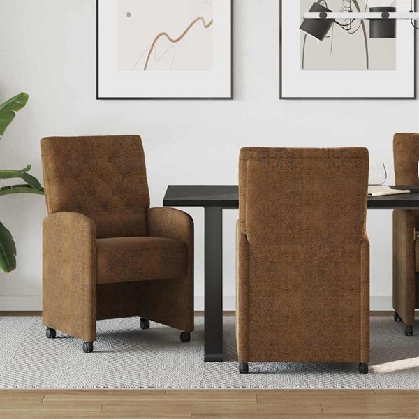 Grote foto vidaxl dining stoelen met wielen 2 pcs bruin 58 x 67 x 97 cm huis en inrichting stoelen
