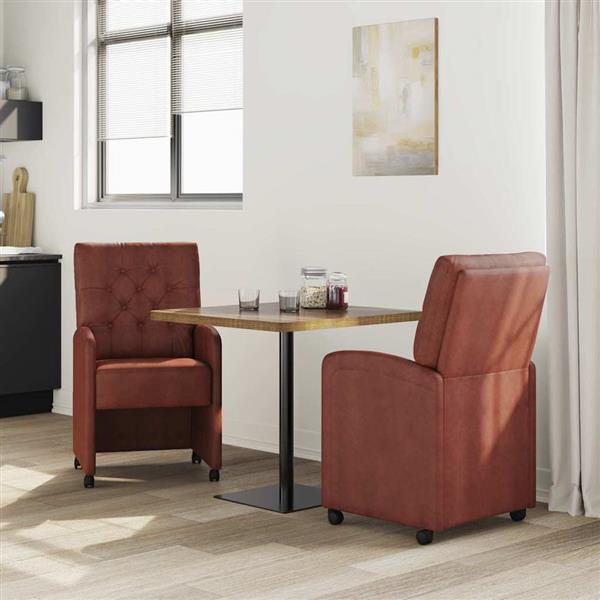 Grote foto vidaxl dining stoelen met wielen 2 pcs glanzend bruin 58 x 67 x 97 cm huis en inrichting stoelen
