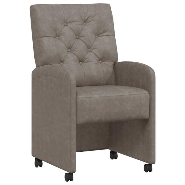 Grote foto vidaxl dining stoelen met wielen 2 pcs grijs 58 x 67 x 97 cm kunstleer huis en inrichting stoelen