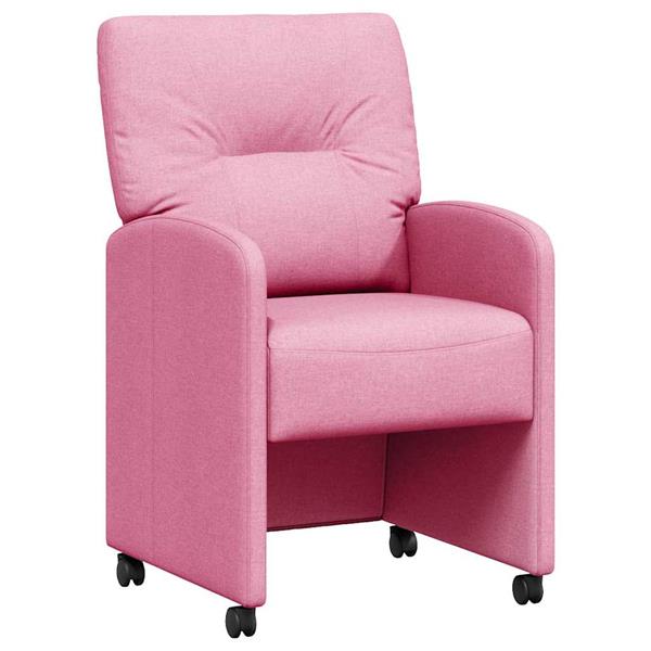 Grote foto vidaxl dining stoelen met wielen 2 pcs roze 57 x 67 x 95 cm stof huis en inrichting stoelen