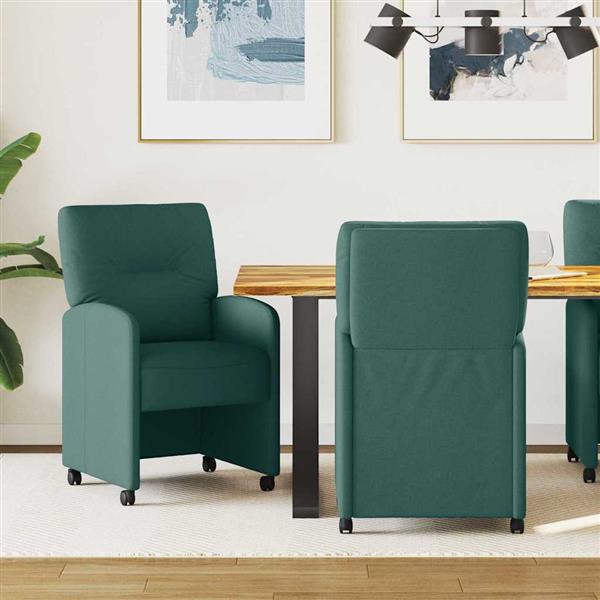 Grote foto vidaxl dining stoelen met wielen 2 pcs donkergroen 57 x 67 x 95 cm huis en inrichting stoelen