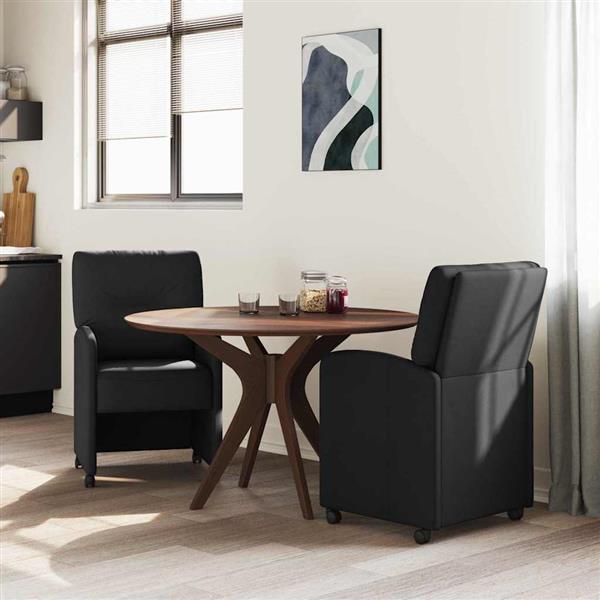 Grote foto vidaxl dining stoelen met wielen 2 pcs zwart 57 x 67 x 95 cm stof huis en inrichting stoelen