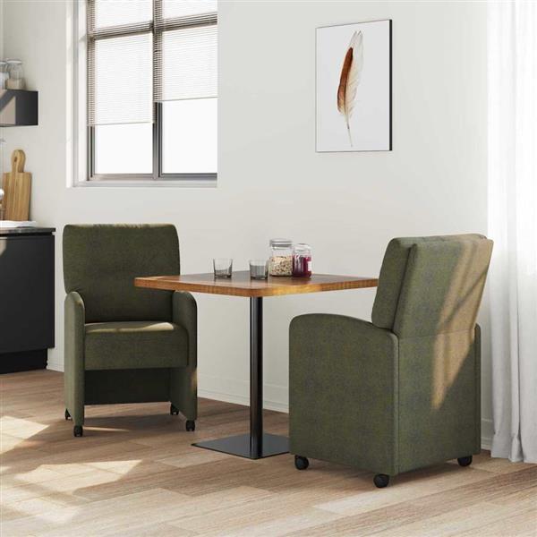 Grote foto vidaxl dining stoelen met wielen 2 pcs leger groen 57 x 67 x 95 cm huis en inrichting stoelen