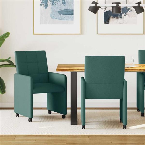 Grote foto vidaxl dining stoelen met wielen 2 pcs donkergroen 58 x 65 x 94 cm huis en inrichting stoelen