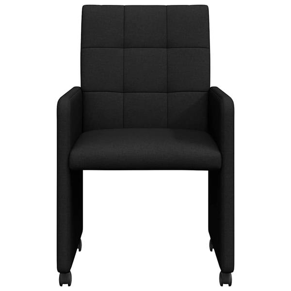 Grote foto vidaxl dining stoelen met wielen 2 pcs zwart 58 x 65 x 94 cm stof huis en inrichting stoelen