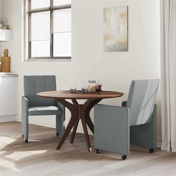 Grote foto vidaxl dining stoelen met wielen 2 pcs lichtgrijs 58 x 65 x 94 cm stof huis en inrichting stoelen