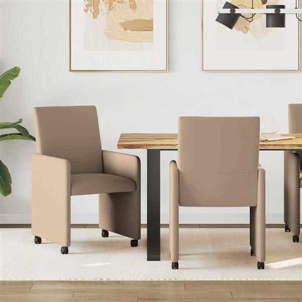 Grote foto vidaxl dining stoelen met wielen 2 pcs cappuccino 57 x 66 x 94 cm huis en inrichting stoelen