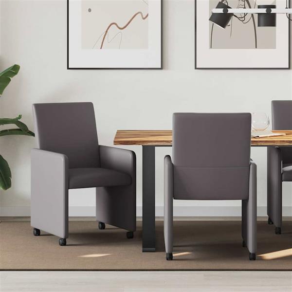 Grote foto vidaxl dining stoelen met wielen 2 pcs grijs 57 x 66 x 94 cm kunstleer huis en inrichting stoelen