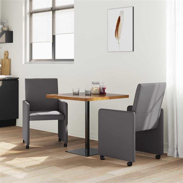 Grote foto vidaxl dining stoelen met wielen 2 pcs grijs 57 x 66 x 94 cm kunstleer huis en inrichting stoelen