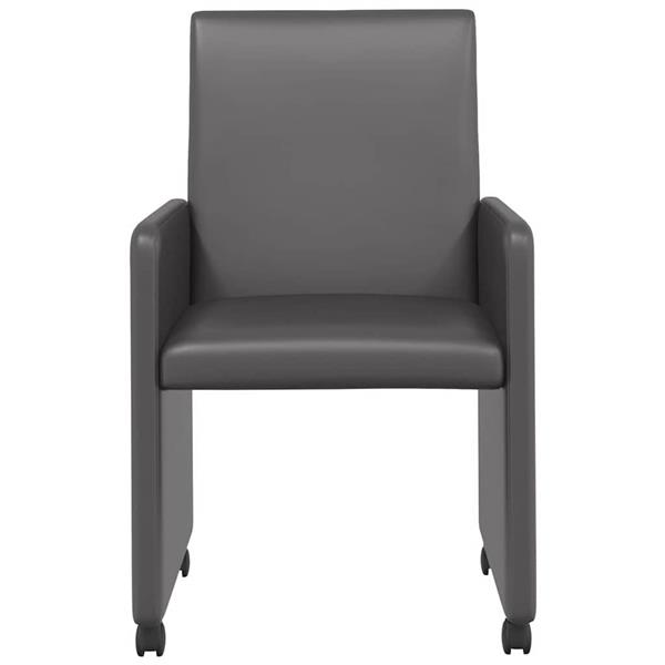 Grote foto vidaxl dining stoelen met wielen 2 pcs grijs 57 x 66 x 94 cm kunstleer huis en inrichting stoelen