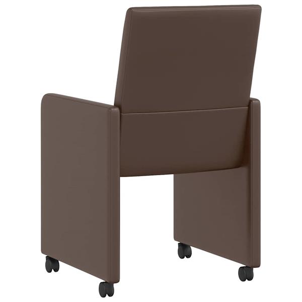 Grote foto vidaxl dining stoelen met wielen 2 pcs bruin 57 x 66 x 94 cm kunstleer huis en inrichting stoelen