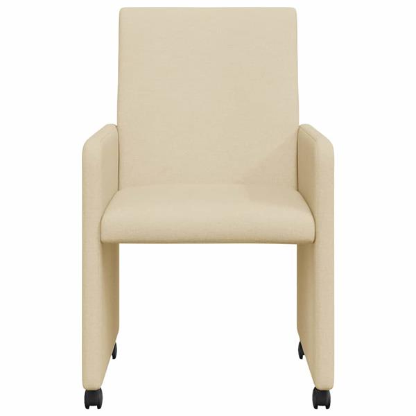 Grote foto vidaxl dining stoelen met wielen 2 pcs cr me 57 x 66 x 94 cm stof huis en inrichting stoelen