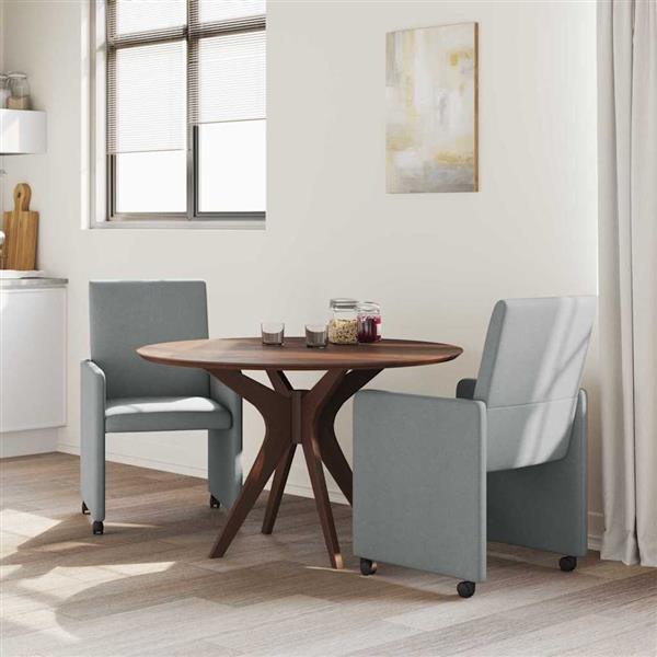 Grote foto vidaxl dining stoelen met wielen 2 pcs lichtgrijs 57 x 66 x 94 cm stof huis en inrichting stoelen