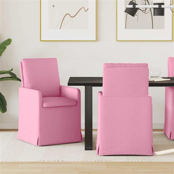 Grote foto vidaxl eettafelstoelen 2 pcs roze 57 x 67 x 98 cm stof huis en inrichting stoelen